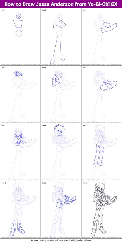 How to Draw Jesse Anderson from Yu-Gi-Oh! GX (Yu-Gi-Oh! GX) Step by ...