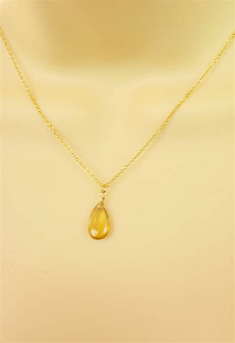 Buy Citrine Gold Necklace 22k Gold Vermeil Citrine Drop Necklace Online ...
