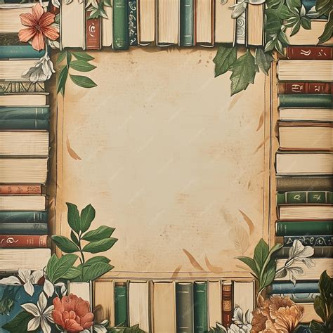 Premium Photo | Border design with books surrounding space to place text