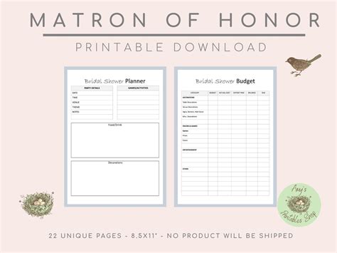 Matron Of Honor Duties Checklist Printable, This planner is the highest!