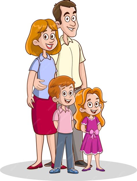 Premium Vector | A happy family. Father, mother, son and daughter ...