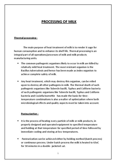 Lecture Notes on Processing of Milk (Lecture 5-6) - Studocu