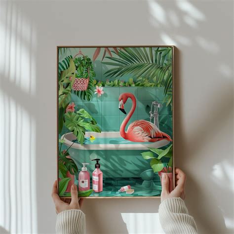 Flamingo Restroom Sign, Animal Fun Bathroom Decor, Flamingo Print ...