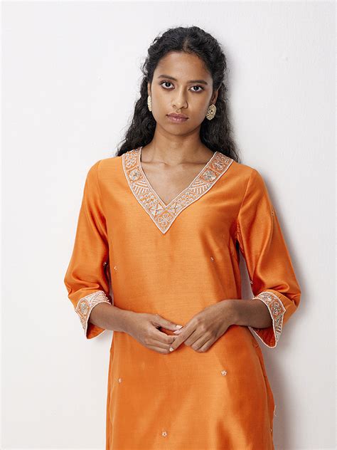 Buy Shehnai Orange Kurta | Ladies Kurta Online : Ancestry