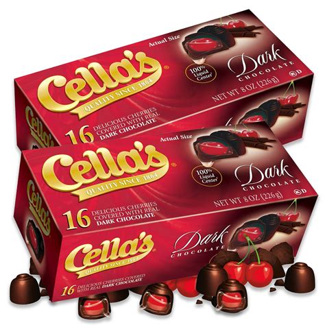 Cella's Dark Chocolate Covered Cherries 16ct Pack of 2 (32 cherries ...