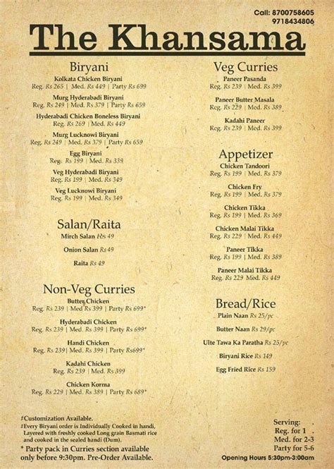 Menu at The Khansama, Noida