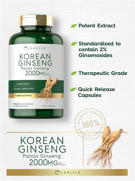Buy Korean Ginseng | 2000 mg | 250 Capsules | Non-GMO and Gluten Free ...