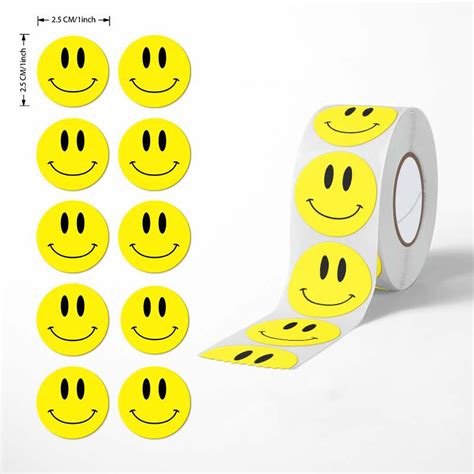 Happy Face Smiley 500 Sticker Roll | Fun & Colorful – Giftoo