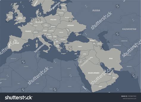 「ヨーロッパと中東の国の地図。 euの地図。アラブの地図。」のベクター画像素材（ロイヤリティフリー） 1555807493 ...