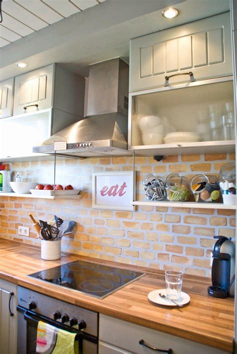 Painted Brick Backsplash Kitchen at Lincoln Ignacio blog