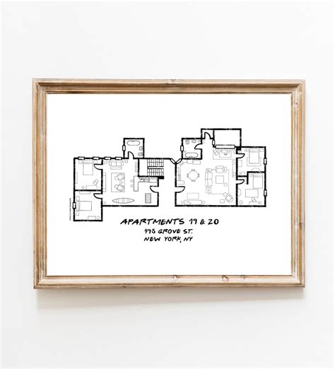 Friends Apartment Floor Plan Friends TV Show Blueprint - Etsy