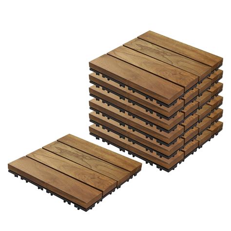 Sharpex Deck Tiles with Interlocking | 6 Piece Teck Wood Floor Decking ...