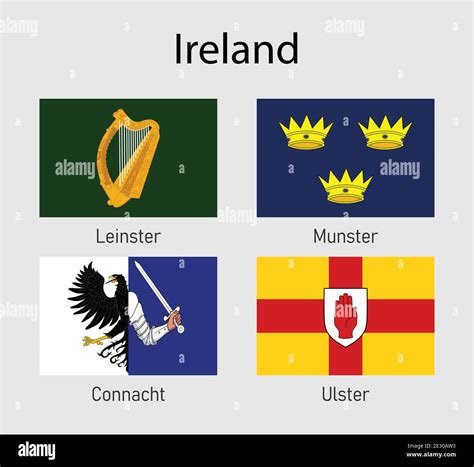 Set Flags of the provinces of Ireland, All Irish regions flag ...
