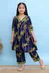 Buy Blue Cotton Gota Patti Gathered Kurta And Palazzo Set For Girls by ...