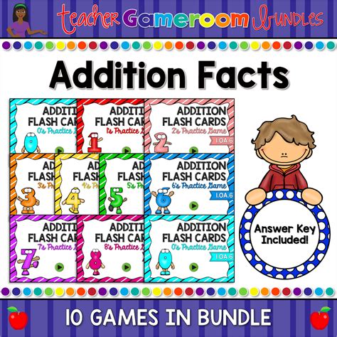 Addition Facts Flash Cards Cover - Teacher Gameroom