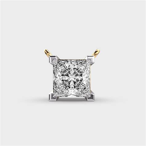 Buy 2 Carat Classic Princess Solitaire Link Pendant(With Chain) At Jewelbox