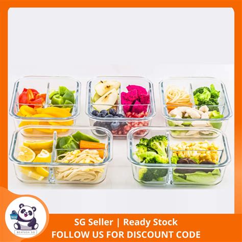 Auth Glass Meal Prep Containers 3 Compartment with Lids, Glass Lunch ...