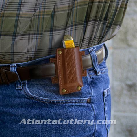 Horizontal and Vertical Leather Belt Sheaths for Pocket Knives