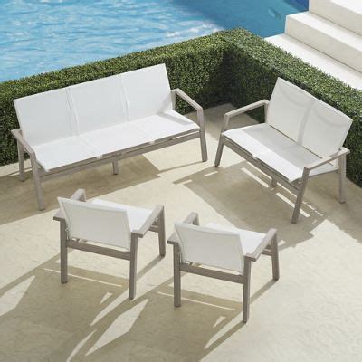 Frontgate Resort Newport 4-pc Sofa Set in Weathered Teak with Quick-Dry ...