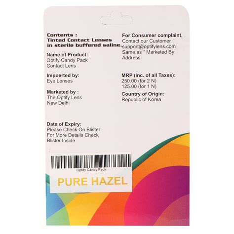 Optify Candy Pack Colored Contact Lenses (Zero Power,Pure Hazel)