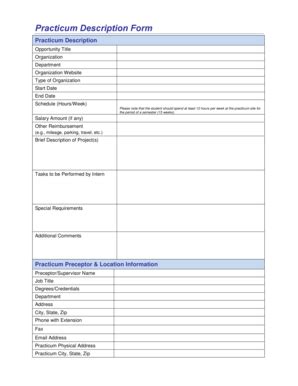 Practicum Description Form - Blank Fillable Template | Fill Out, Print ...