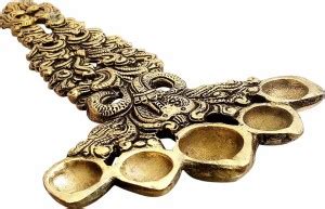 Om Pooja Shop Snake Look Five Face Kapoor Aarti Diya in Brass Brass ...