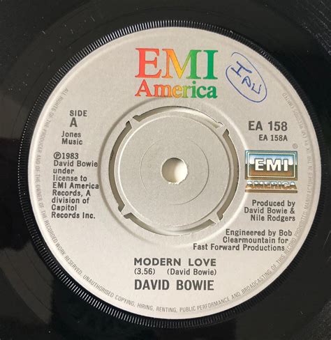 1983 BOWIE 45 Rpm Modern Love One Side LIVE Version Excellent! - Etsy