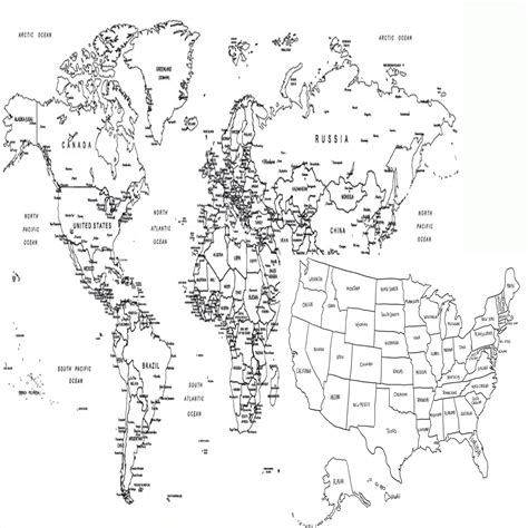 ELONTI Magnetic Paper Uncolored World and USA Map, 22x43''-Write And ...