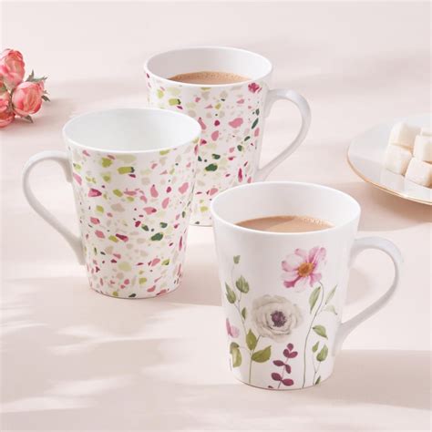 Buy Mandarin Begonaia Set of 3 Bone China Printed Milk Mugs - 340ml ...