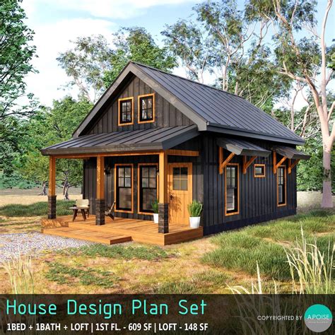 Cabin House Plans With Loft 21'x29' House Plan - Custom Tiny House ...