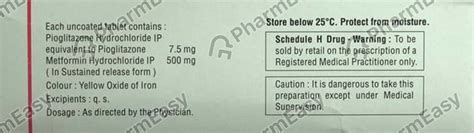 Buy Pioz Mf 7.5mg Tablet Online at Flat 15% OFF | PharmEasy