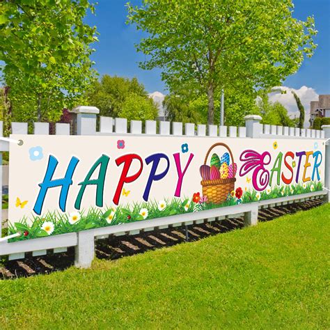 Happy Easter Banners Welcome Spring Easter Themed Party Banners Lawn ...