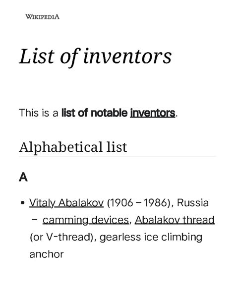 List of inventors - Wikipedia - List of inventors This is a list of ...