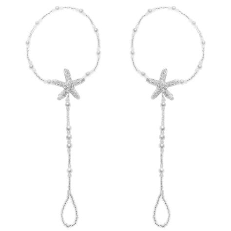 JEWSUN Starfish barefoot sandals, Bridal foot jewelry, Beaded Beach ...