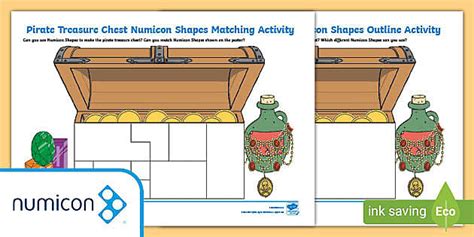 Pirate Treasure Chest Numicon Shape Outline/Matching Posters