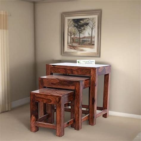 Hariom Handicraft Wooden Nesting Table Solid Sheesham Wood Nesting ...