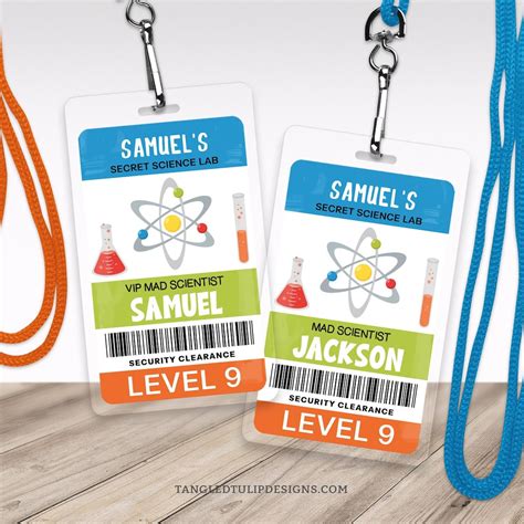 Editable Science Party ID Badge Template, Mad Scientist ID Badge, Mad ...