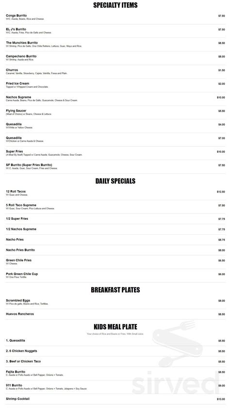 El J's Mexican Fast Food menus in Clifton, Colorado, United States