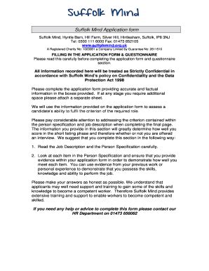 Fillable Online East Suffolk Mind Application form Fax Email Print ...