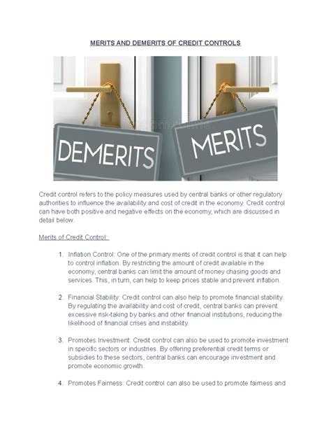 Merits AND Demerits OF Credit Controls - MERITS AND DEMERITS OF CREDIT ...