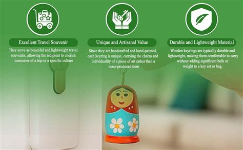 Toolart Wooden Hand-Painted Russian Nesting Doll Keychains | Set of 5 ...