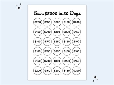 Save 5000 in 30 Days, 5000 Savings Challenge, 5K 30 Day Challenge ...