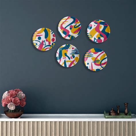 Whimsy Abstract Blossom Wall Plates Set of 5 – Nestroots