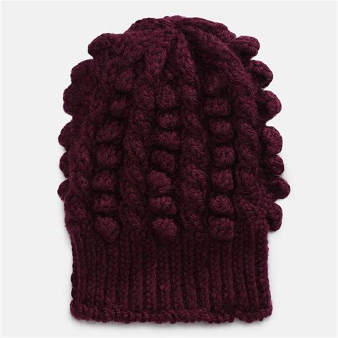 Burgundy Self-Design Beanie - 827 – Magic Needles