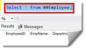 Temp Table SQL 的图像结果