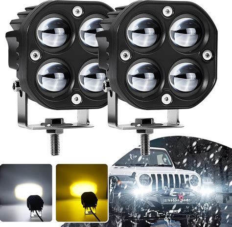 Amazon.com: BUKERME Amber LED Pods Light,Double Color Amber/White 3inch ...