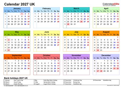 2027 Calendar - Free Printable PDF Templates | Calendarpedia