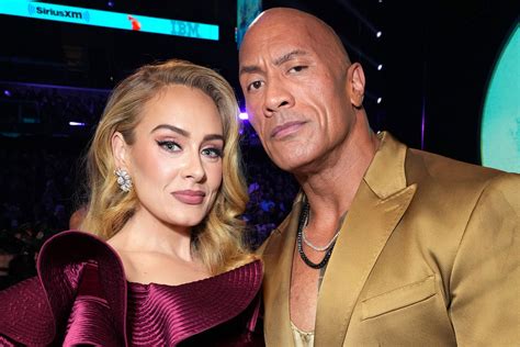 Adele Had a Relatable Reaction to Meeting The Rock at the Grammys