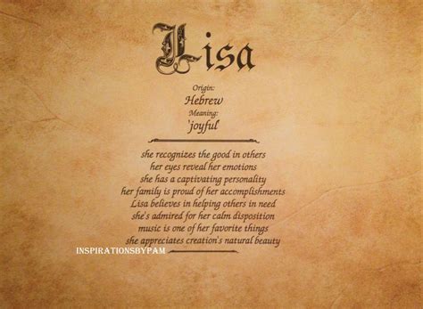 Lisa First Name Meaning Art Print-Old Parchment-8x10-Home | Lisa name ...