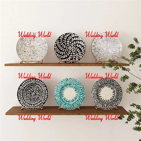 Wooden Charger Plate Round Shape Mother Of Pearl Serving Platter ...